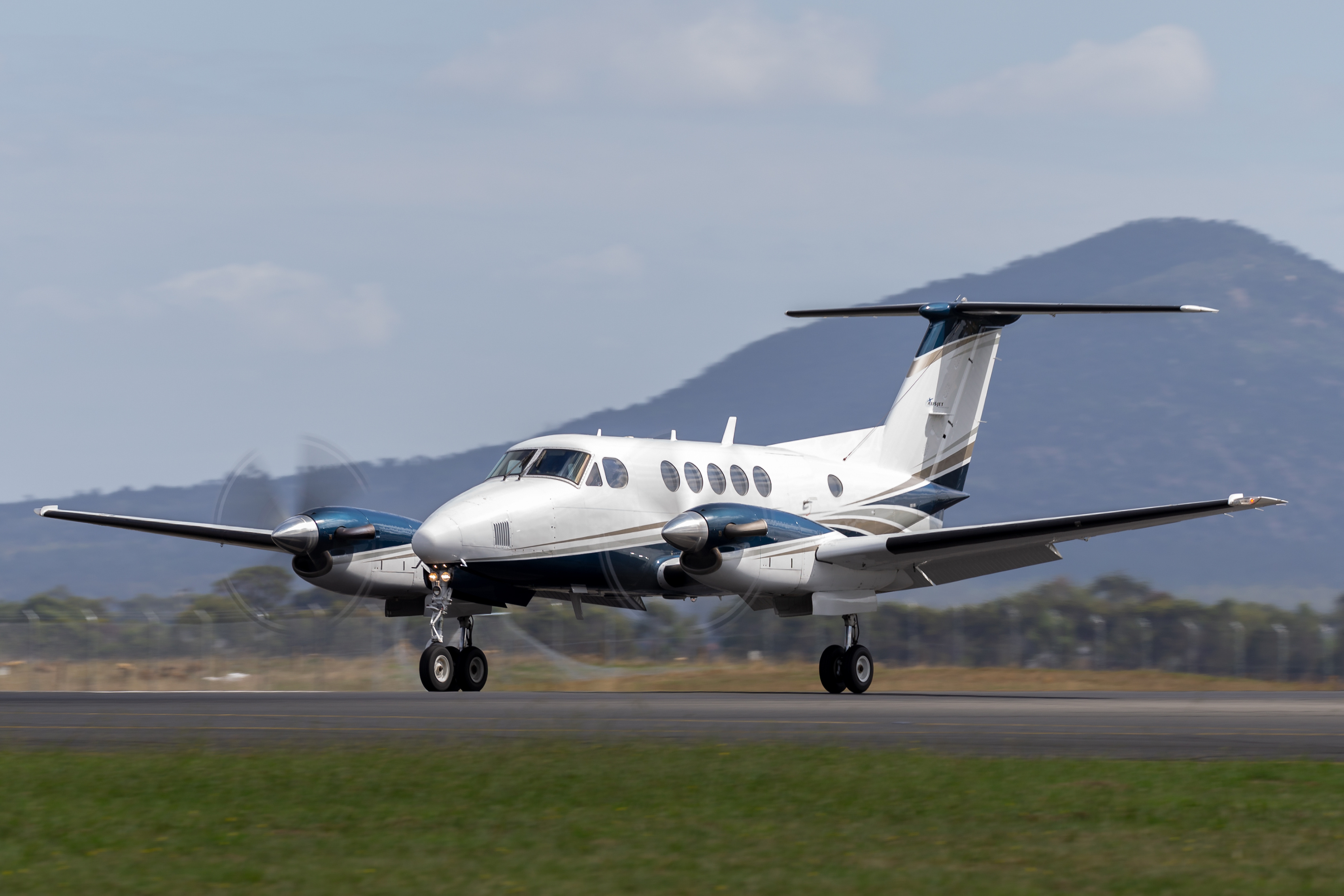 King Air B200 turboprop on runway